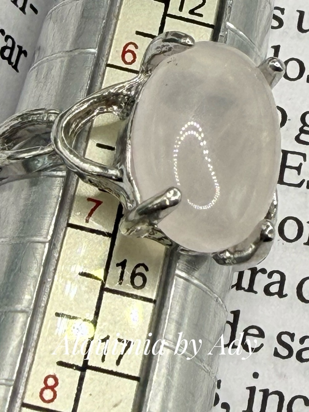 Pink Quartz Rhodium Silver Ring – 20mm Oval Stone, Tarnish-Resistant
